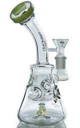 Diamond Glass Flowmotion Bong with intricate glasswork and 14mm joint, front view on white background