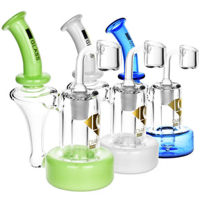 Diamond Glass Hovership Rigs in various colors with slit-diffuser percolator, front view
