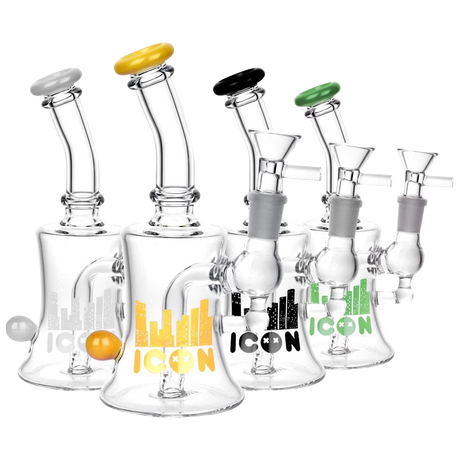 Diamond Glass "Baggins" Water Pipes in assorted colors with slit-diffuser percolator, 7" height, front view