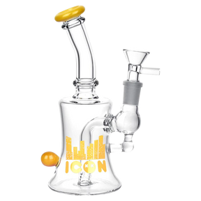 Diamond Glass "Baggins" Water Pipe, 7" height, slit-diffuser, side view on white background