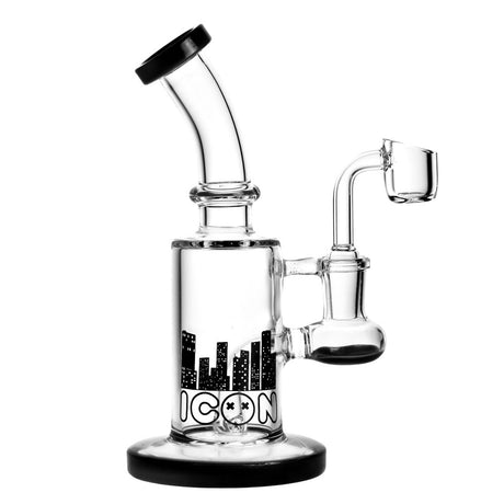 Diamond Glass Icon Hobbit Rig, 7-inch with 14mm female joint, front view on white background