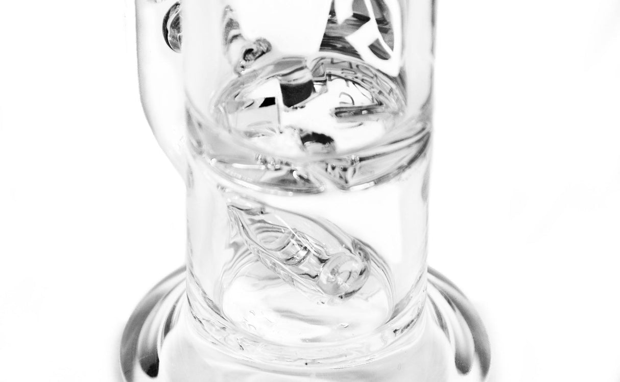 Close-up of Diamond Glass Dab Rig with Inline to Turbine Perc, USA-made, 7" height