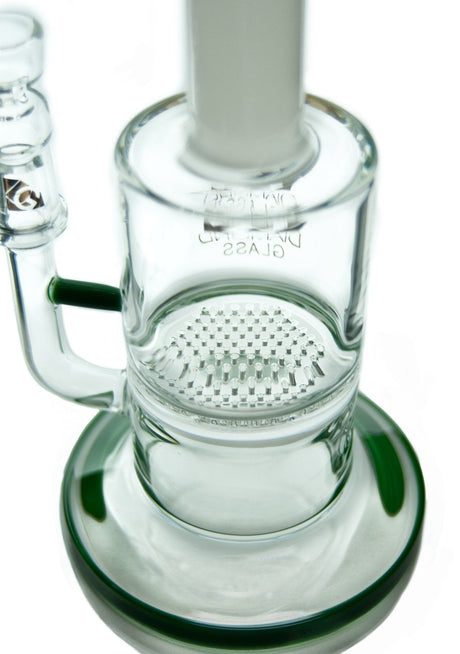 Close-up of Diamond Glass Jolly Rancher with Honeycomb Perc, 9'' height, in Teal - DankGeek