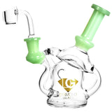 Diamond Glass Microscope Rig with neon accents, 90-degree joint, for concentrates, front view
