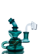 Diamond Glass Mini Recycler Dab Rig with Slitted Percolator and Quartz Banger, Front View