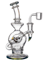 Diamond Glass Rigception Incycler with Showerhead Perc, Blue Accents, Front View | DankGeek