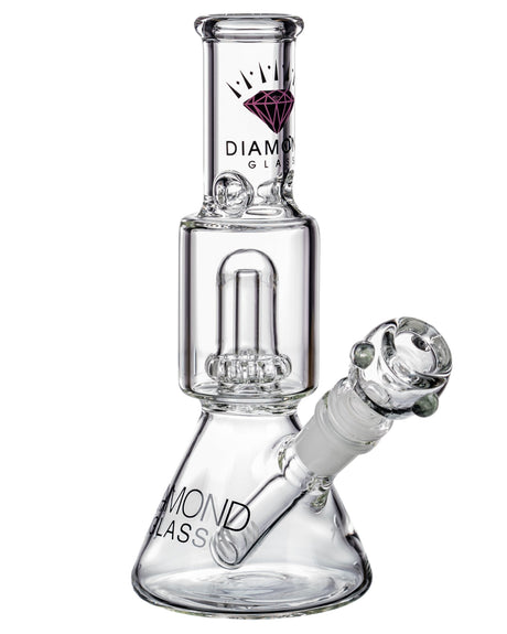 Diamond Glass Clear Short Neck UFO Beaker Bong with Showerhead Percolator