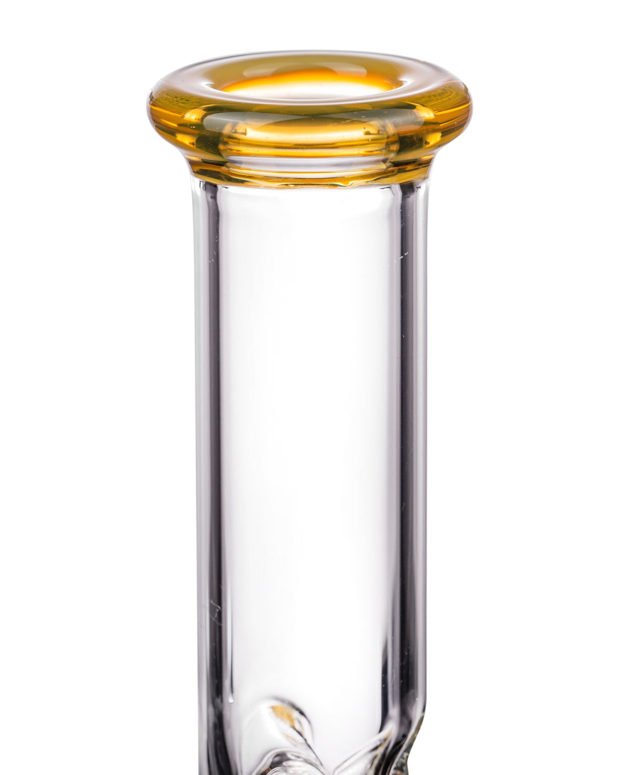 Diamond Glass Skinny Neck UFO Beaker with Yellow Accents - Close-Up