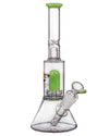 Diamond Glass Skinny Neck Beaker with UFO Percolator in Slyme Green, Clear Borosilicate