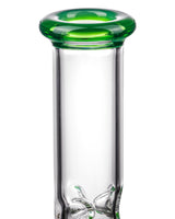 Diamond Glass Skinny Neck UFO Straight Tube with Green Accents - Front View