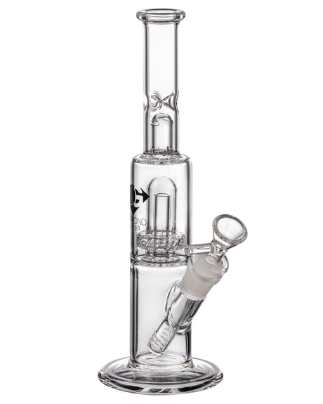 Diamond Glass Skinny Neck UFO Bong in Clear with Showerhead Percolator - Front View