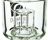 Close-up of Diamond Glass Slyme Matrix Showercap Dab Rig's base, showcasing quality and logo.