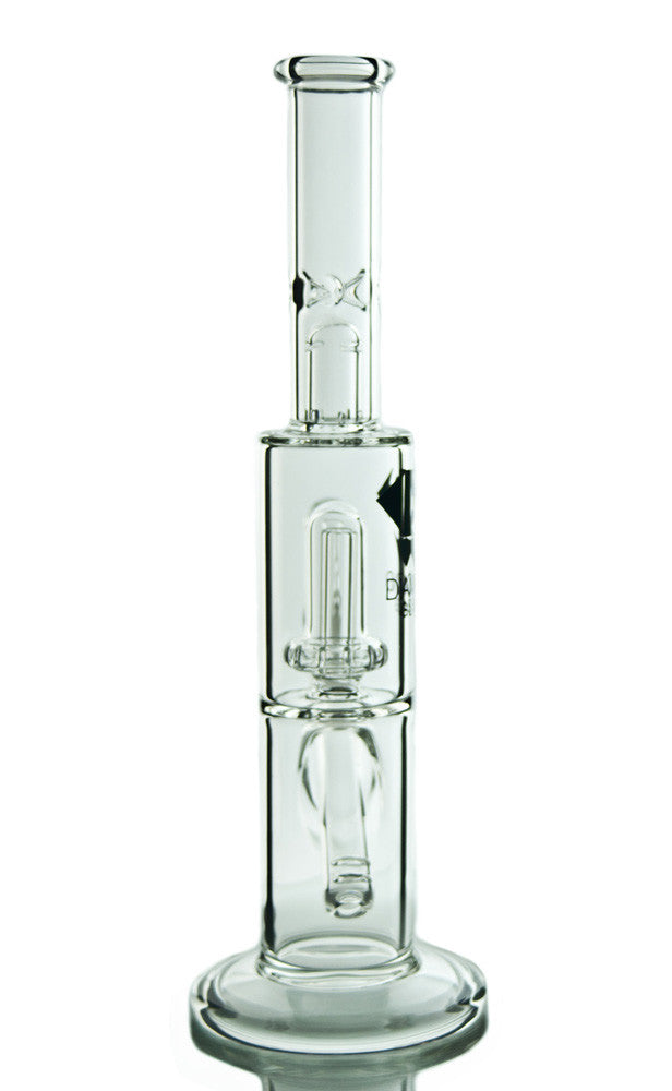 Diamond Glass 11" Straight Tube Bong with Showerhead Perc, Clear, Front View