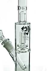 Diamond Glass Straight Tube Bong with Showerhead Perc, 11" Height, Side View on White Background