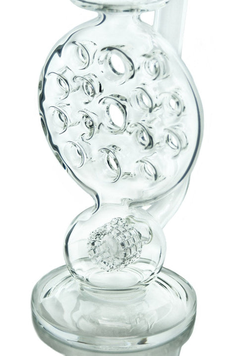 Close-up of Diamond Glass 19'' Water Pipe with Swiss Matrix Perc, clear glass, on white background