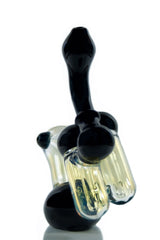 Diamond Glass Triple Chamber Bubbler with silver fumed color changing design, side view