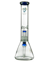 Diamond Glass 14'' Beaker with Blue UFO Perc and Clear Borosilicate Body - Front View