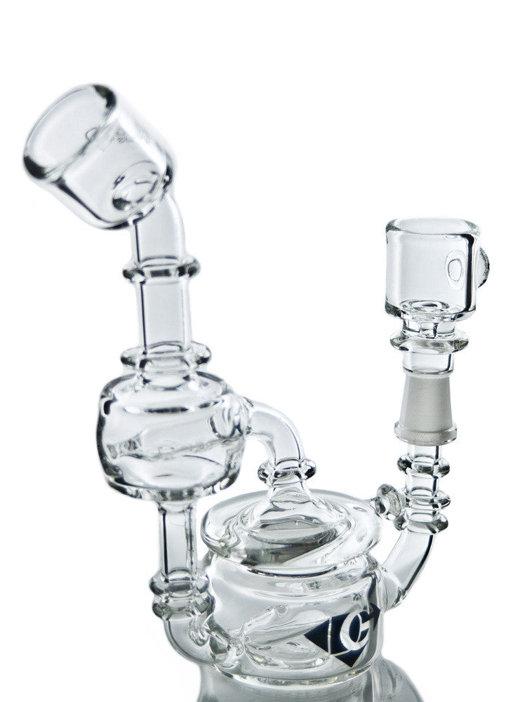 Diamond Glass UFO Recycler Dab Rig with In-Line Percolator, 8'' Height, 14mm Joint - Side View