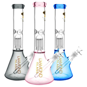 Diamond Glass Water Pipe - Mansion in assorted colors with 45-degree joint angle
