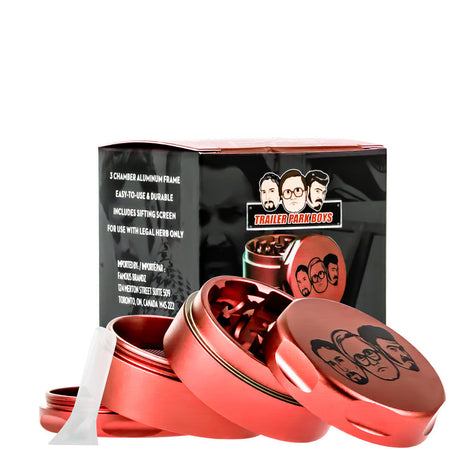 Valiant Distribution Diamond-Shaped Teeth Grinder Set in red, green, and blue, displayed with box.