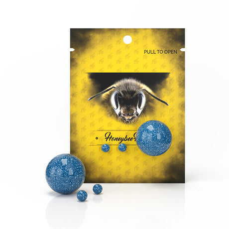Honeybee Herb Blue Dichro Neon Dab Marble Set on branded packaging, front view