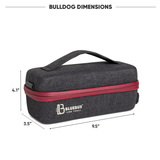 BULLDOG Smell Proof Stash Bag by Blue Bus Fine Tools in Black with Red Zipper - Front View