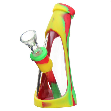PILOT DIARY Silicone Glass Mini Horn in vibrant yellow, red, and green colors - Side View