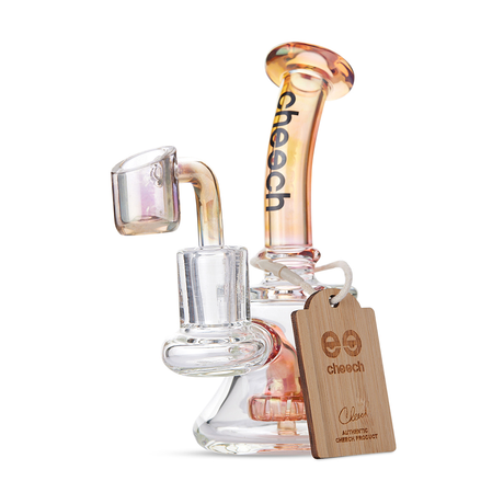 Cheech Glass 5" Fumed Rig in Gold with Clear Glass Detail - Front View
