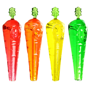 Colorful Don't Carrot All Freezable Glycerin Hand Pipes in red, orange, yellow, and green