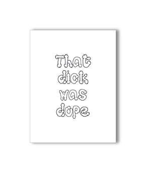 KKARDS Dope Dick Card front view, humorous novelty card with black text on white background