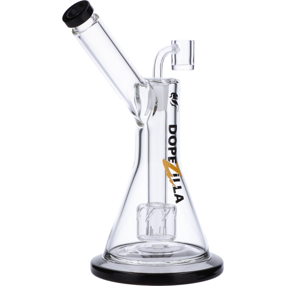 Dopezilla Basilisk 9" Clear Glass Dab Rig with Hammer Head Percolator and 90 Degree Joint