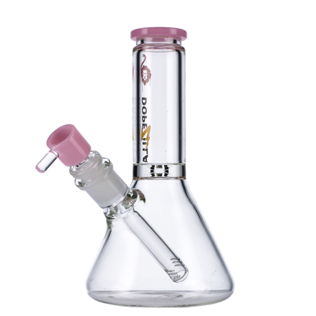 Dopezilla Chimera Beaker Water Pipe in Pink, 8" Borosilicate Glass, Front View on White Background