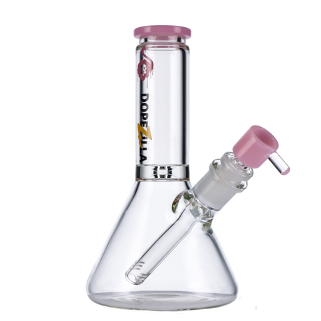 Dopezilla Chimera Beaker Water Pipe, 8" Height, Borosilicate Glass, Black and Pink Accents