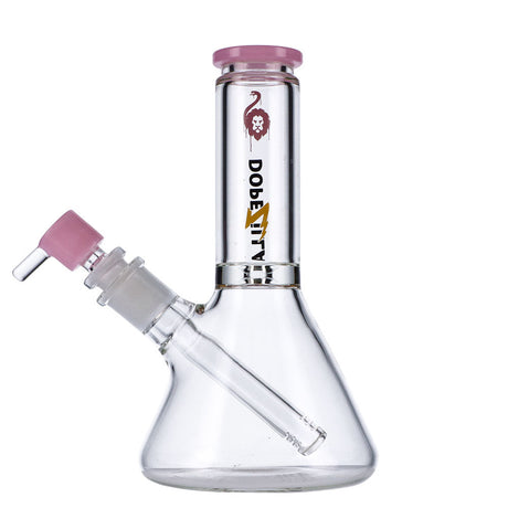Dopezilla Chimera Beaker Water Pipe, 8" Borosilicate Glass, Pink Accents, Front View