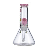 Dopezilla Chimera Pink Beaker Water Pipe, 8" Borosilicate Glass, 45 Degree Joint - Front View