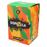 Dopezilla Chimera Beaker Water Pipe packaging box with vibrant rasta colors, front view.