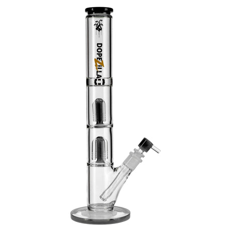 Dopezilla Hydra 16" Straight Water Pipe in Black, Front View with Tree Percolator and Glass on Glass Joint