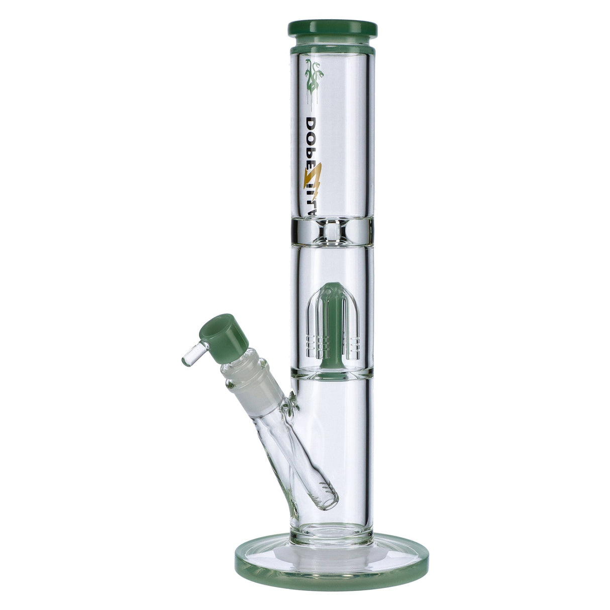 Dopezilla Hydra straight water pipe in clear borosilicate glass, 16 in, with tree percolator and 45-degree joint