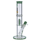 Dopezilla Hydra straight water pipe with tree percolator, clear borosilicate glass, and green accents