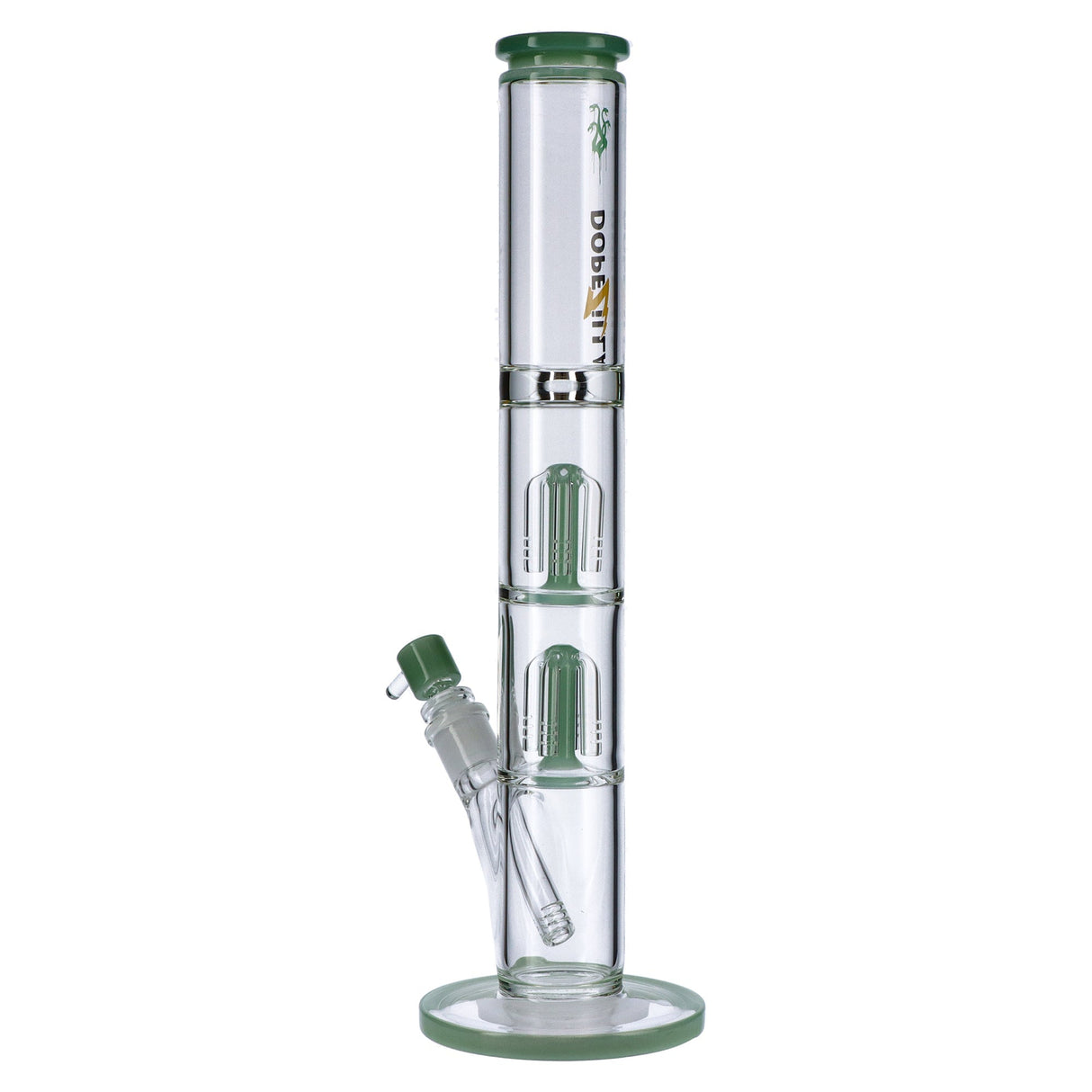 Dopezilla Hydra Straight Water Pipe with Tree Percolator, 16 in, Clear and Green