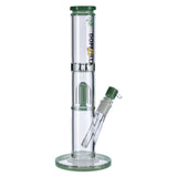 Dopezilla Hydra Straight Water Pipe in Clear with Green Accents and Tree Percolator