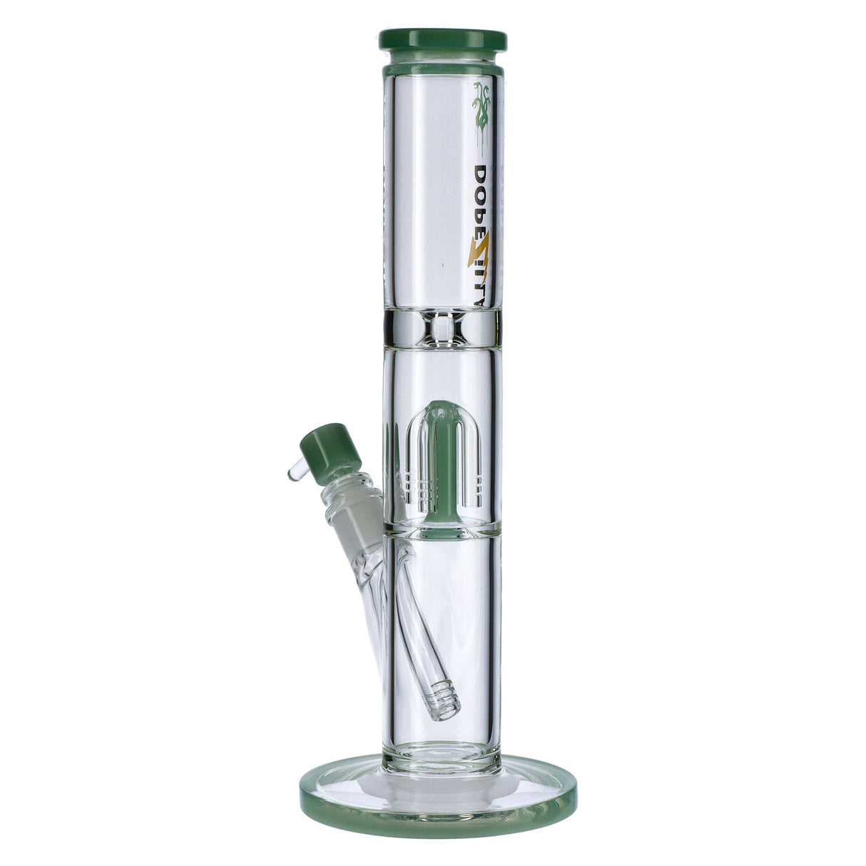 Dopezilla Hydra Straight Water Pipe with Tree Percolator, 16" Height, Clear and Green