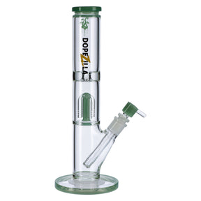 DOPEZILLA HYDRA Straight Water Pipe in Milky Teal, 13", with Tree Percolator and Glass Bowl - Front View