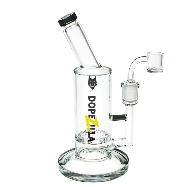 Dopezilla Lycan 9" Dab Rig in Clear Borosilicate Glass with Black Accents and Quartz Banger