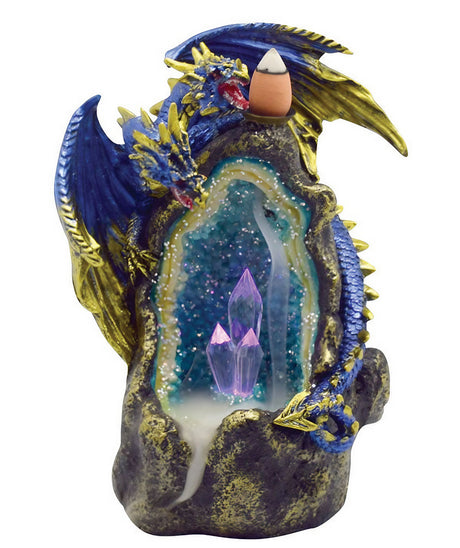 Polyresin Dragon Backflow Incense Burner with LED light, featuring a 6" mystical design