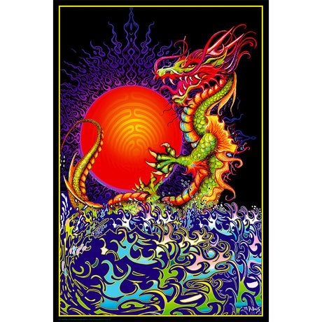 Dragon Rising Non-Flocked Blacklight Poster, UV Reactive, 24" x 36" Front View