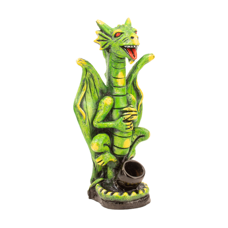 Medusa Customs Dragon-Green Hand Carved Pipe, Front View with Intricate Details