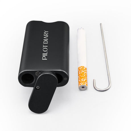 PILOT DIARY Metal Dugout One Hitter - Black with Ceramic Bat & Cleaning Tool
