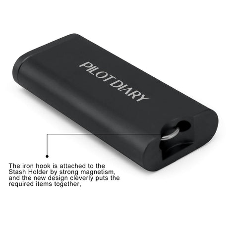PILOT DIARY Metal Dugout One Hitter in Black - Angled View with Magnetic Closure