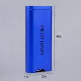 PILOT DIARY Metal Dugout One Hitter in Blue - Front View with Dimensions